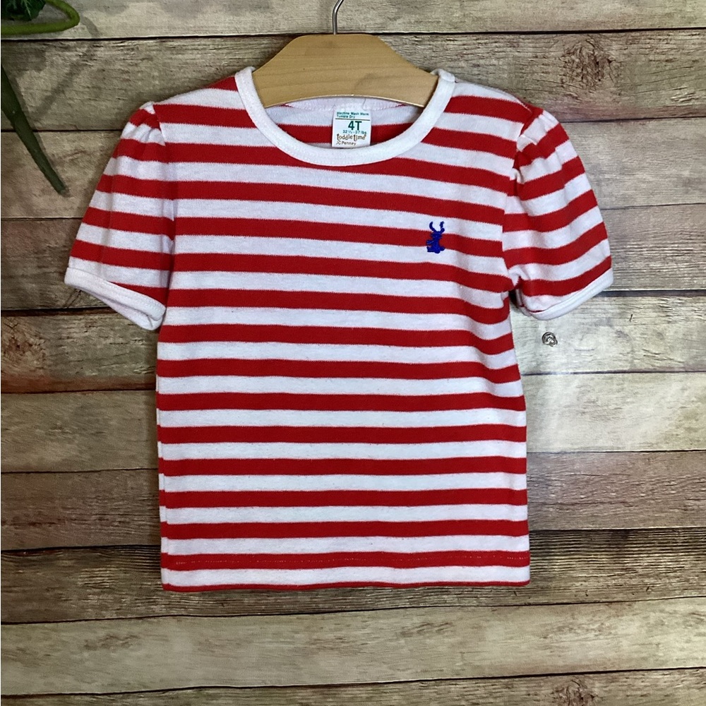 VINTAGE 1970’s 80’s Toddle Time JcPenny Short Sleeve Toddler Girl Shirt Size 4T